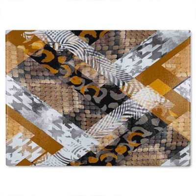 B&Q -  Geometric Snake Skin & Patterns Glass Chopping Board