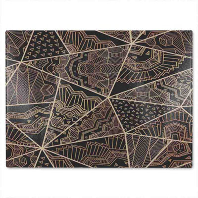 B&Q -  Geometric Triangles With Patterns Glass Chopping Board