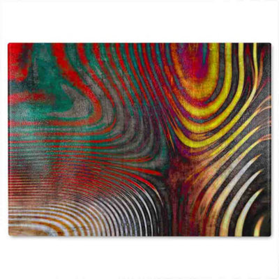 Benjamin Tate Design Psychedelic Print Glass Chopping Board