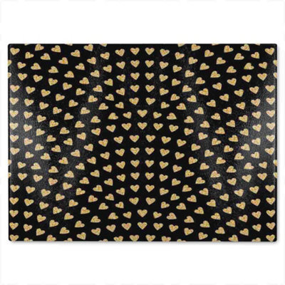 B&Q -  Geometric Glitter Love Hearts Glass Chopping Boarddesigner Style