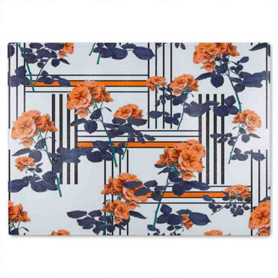 B&Q -  Geometric Lines & Flowers Glass Chopping Board