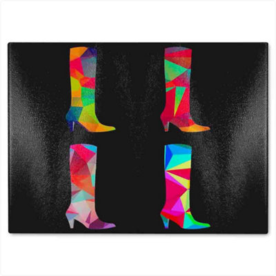 B&Q -  Geometric Boots Glass Chopping Boarddesigner Style
