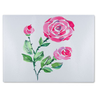 B&Q -  Rose Print Glass Chopping Boarddesigner Style