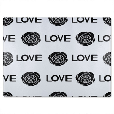 B&Q -  Rose & Love Print Glass Chopping Boarddesigner Style