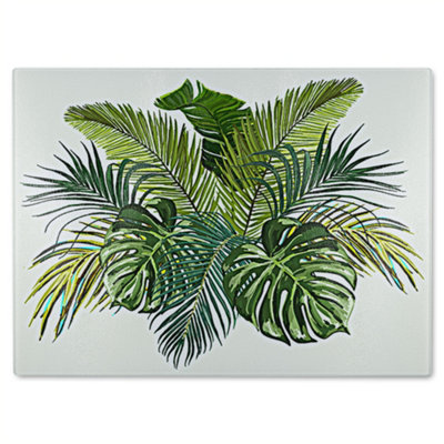 Benjamin Tate Design Green Tropical Foliage Glass Chopping Boarddesigner Style from B&Q
