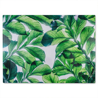 B&Q -  Tropical Palm Glass Chopping Board