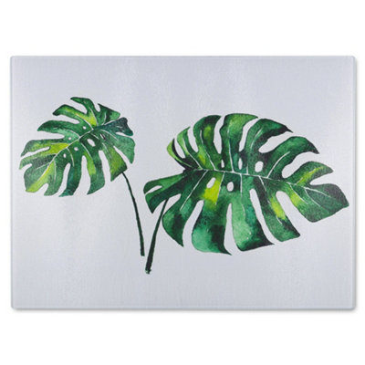 Benjamin Tate Design Twin Tropical Leaves Glass Chopping Boarddesigner Style from B&Q