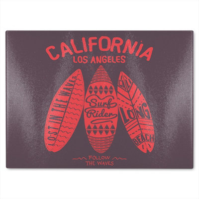 B&Q -  California Surf Glass Chopping Board