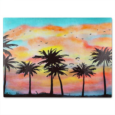 B&Q -  Palm Trees At Sun Glass Chopping Boarddesigner Style
