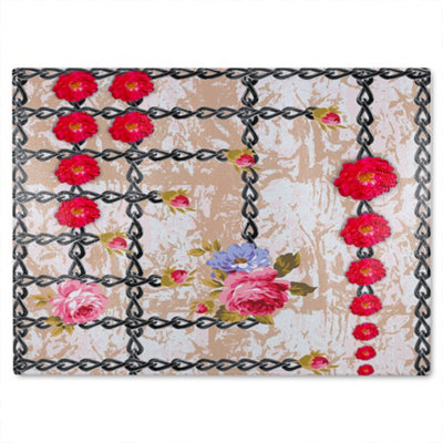 B&Q -  Flowers & Chains Glass Chopping Boarddesigner Style