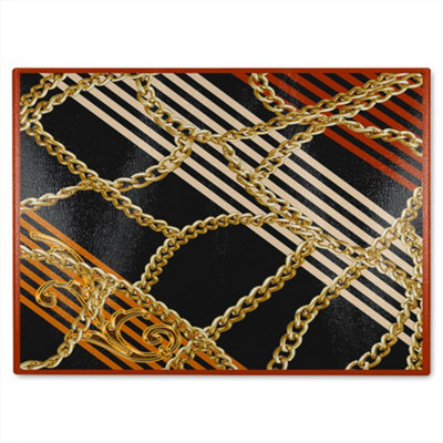B&Q -  Chains & Stripes Glass Chopping Boarddesigner Style