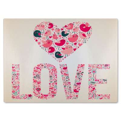Benjamin Tate Design Love Hearts Glass Chopping Boarddesigner Style