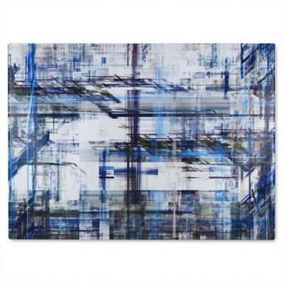 B&Q -  Blue Grunge Pattern Glass Chopping Boarddesigner Style