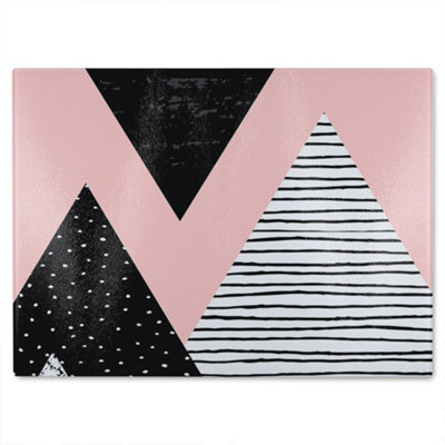 Benjamin Tate Design Geometric Triangles Glass Chopping Board