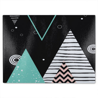 Benjamin Tate Design Triangles Circles & Zig Zag Patterns Glass Chopping Boarddesigner Style from B&Q