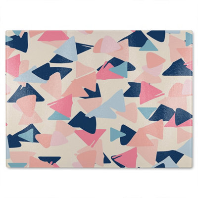 B&Q -  Pastel Coloured Triangles Glass Chopping Boarddesigner Style