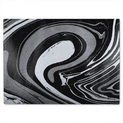 B&Q -  Black Marbled Paint Glass Chopping Boarddesigner Style
