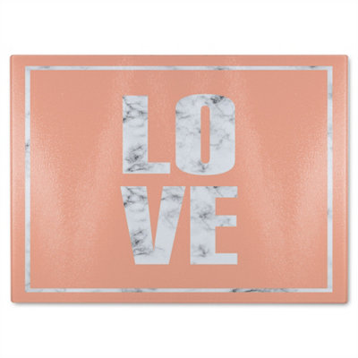 Benjamin Tate Design Love Marble Glass Chopping Board