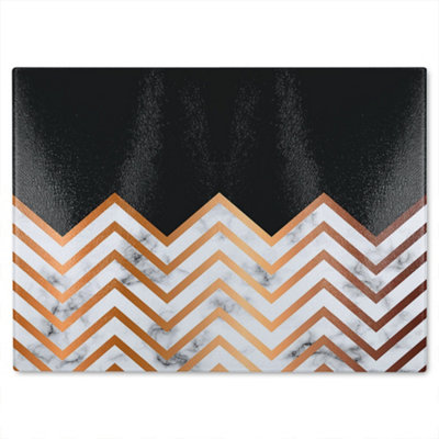 B&Q -  Marble Zig Zag Pattern Glass Chopping Board