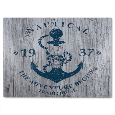 B&Q -  Anchor Print On Wood Glass Chopping Boarddesigner Style