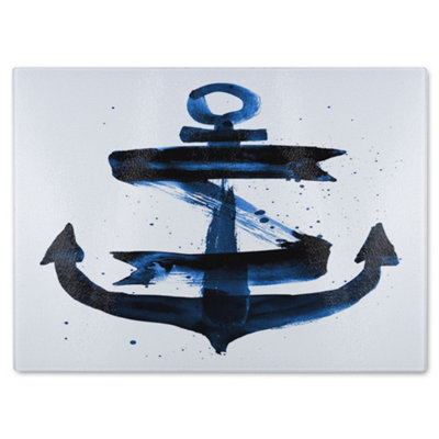 B&Q -  Watercolour Anchor Glass Chopping Board