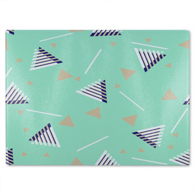 Benjamin Tate Design Geometric Triangle Stripes Glass Chopping Board from B&Q