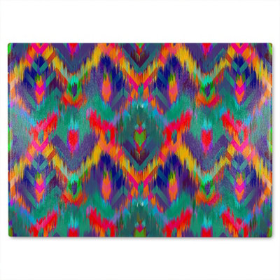 B&Q -  Abstract Ethnic Ikat Pattern Glass Chopping Board