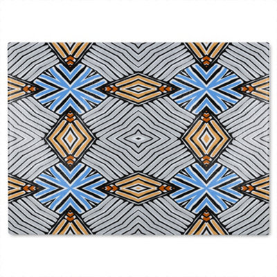 Benjamin Tate Design Abstract Geometric Roughly Hatched Shapes Glass Chopping Boarddesigner Style from B&Q