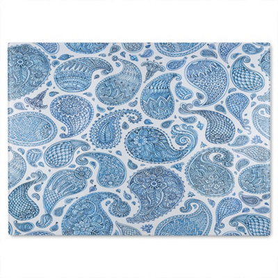 B&Q -  Blue And White Bo Ho World Glass Chopping Boarddesigner Style