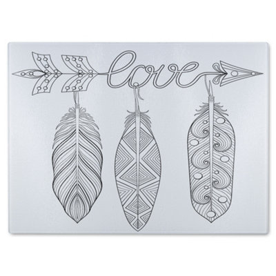 Benjamin Tate Design Bohemian Arrow Glass Chopping Boarddesigner Style