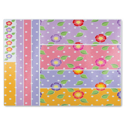 B&Q -  Bohemian Chic  Ink Pattern With Boho Feathers Glass Chopping Board