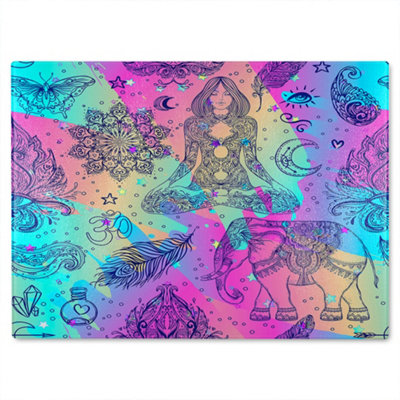 B&Q -  Colorful Rainbow Glass Chopping Boarddesigner Style