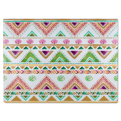 B&Q -  Colorful Striped Gold Style Triangles Glass Chopping Board