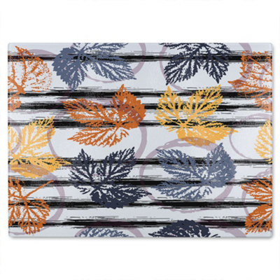 B&Q -  Cute Autumn Leaves Glass Chopping Board