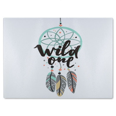 B&Q -  Cute Print In Boho Style Glass Chopping Boarddesigner Style