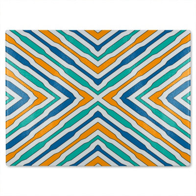 B&Q -  Ethnic Geometric Figures Glass Chopping Board
