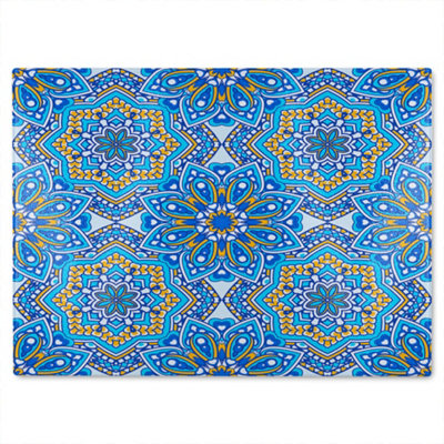 B&Q -  Floral And Geometric Embellished Tiles Glass Chopping Board