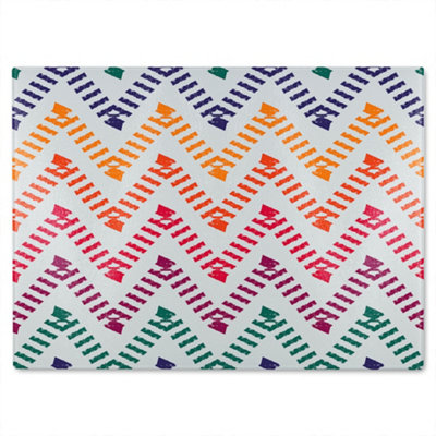 Benjamin Tate Design Freehand Horizontal Zigzag And Chevron Stripes Glass Chopping Board from B&Q