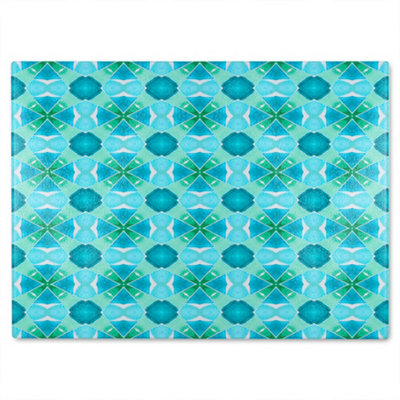 B&Q -  Green Cool Boho Chic Summer Glass Chopping Board