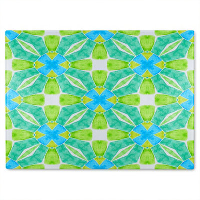B&Q -  Green Optimal Boho Chic Glass Chopping Board