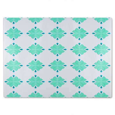B&Q -  Green Uncommon Boho Chic Summer Design Glass Chopping Boarddesigner Style