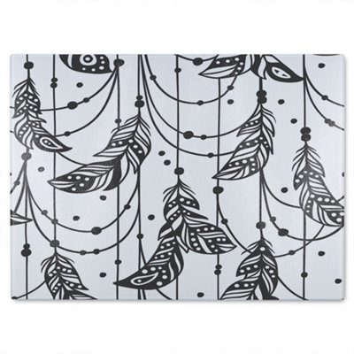 Benjamin Tate Design Hand Drawn Bohemian Chic Style Glass Chopping Boarddesigner Style from B&Q