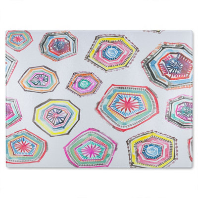 Benjamin Tate Design Hand Painted Multicolor Watercolor Glass Chopping Board from B&Q