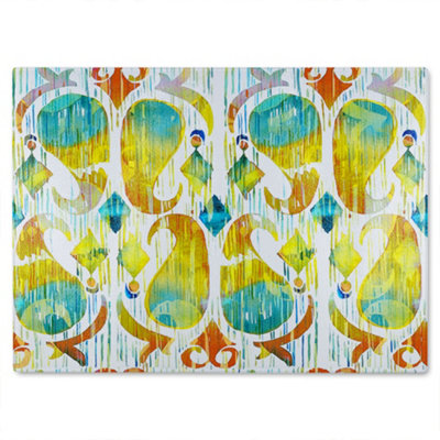 B&Q -  Ikat Vibrant Glass Chopping Board