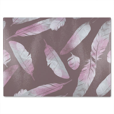 B&Q -  Imprints Bird Feathers Glass Chopping Board
