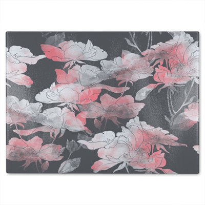 Benjamin Tate Design Imprints Flowers And Leaves Of Wild Rose Glass Chopping Board from B&Q