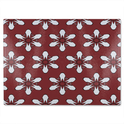 B&Q -  Modern Decorative Floral Pattern Glass Chopping Board