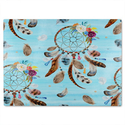 Benjamin Tate Design Native American Tribe Decor Glass Chopping Boarddesigner Style from B&Q