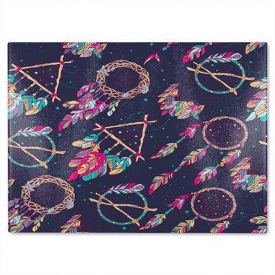 B&Q -  Pattern With Different Dream Catcher Amulet Glass Chopping Boarddesigner Style