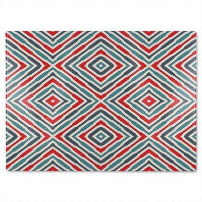 B&Q -  Repeated Squares And Rhombuses Glass Chopping Board